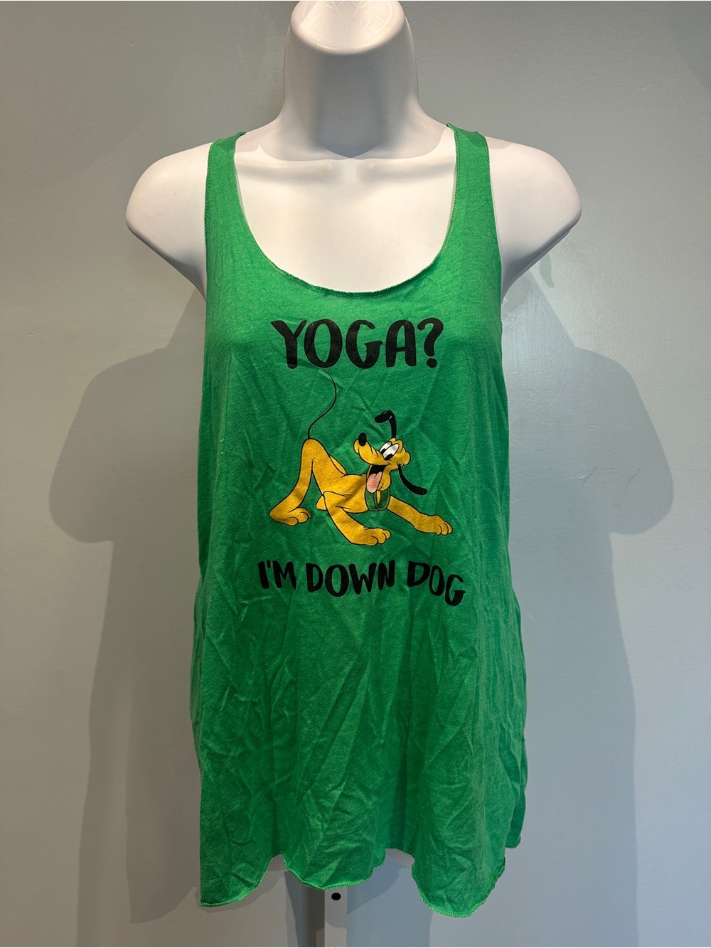 Disney Pluto Yoga Tank Top Green Large